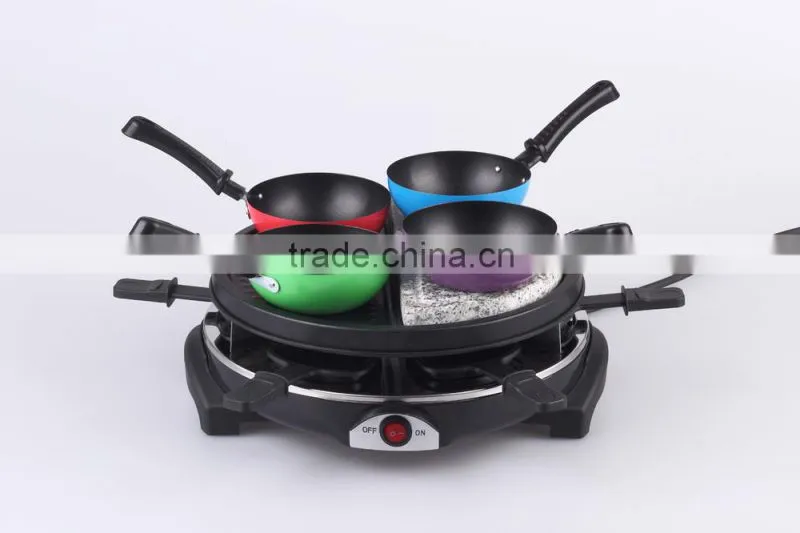 900W 6-Person Raclette Grill With Glass Plate RG-106G