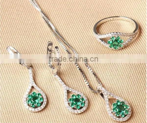 2014 fashion 18k gold plated wholesale emerald jewelry set