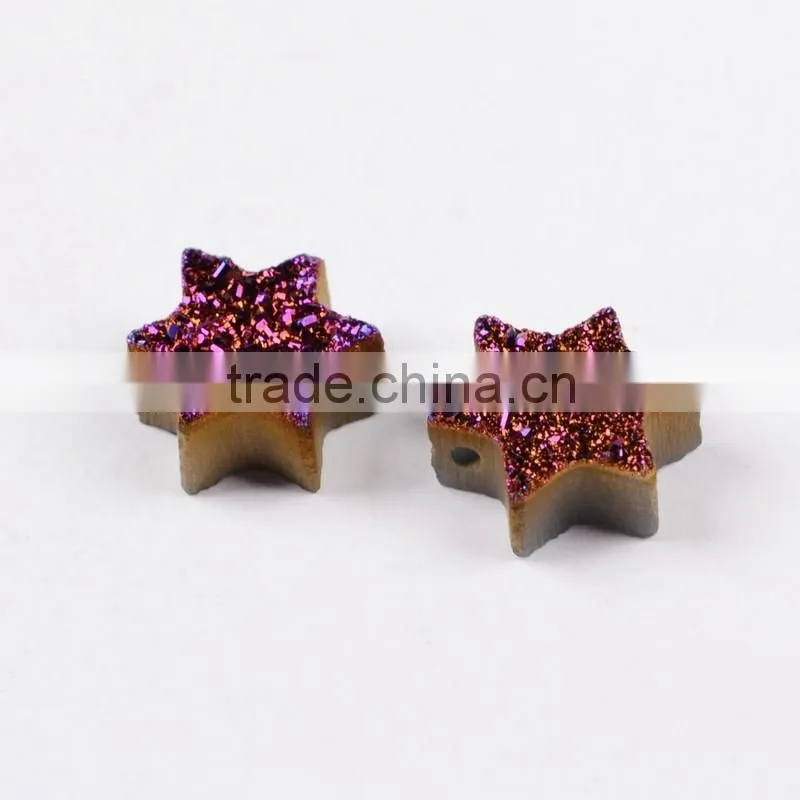 Wholesale mogen david star loose flat agate druzy cabochon beads