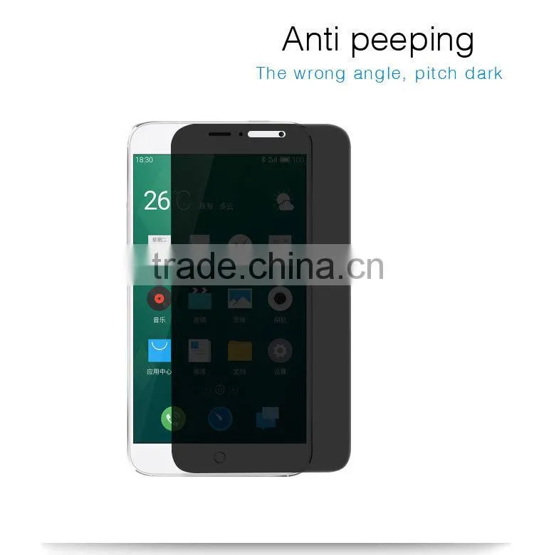 Newest premium anti spy tempered glass protector film guard, privacy tempered glass screen protector for lg g3 oem/odm