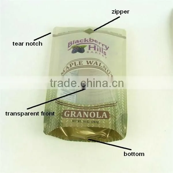 customized plastic food packaging for nuts/melon seeds stand up pouch/dried fruit plastic sachet bag