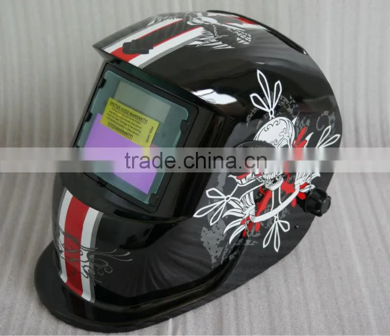 CE skull Nylon auto Darkening welding helmet with solar power