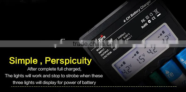 SupFire all kinds of 4*Li-ion battery charger with HD LCD display