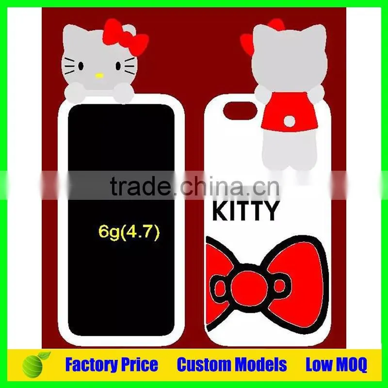 Hello kitty design cheap Silicone 3d phone case cover for Iphone 6 4.7 phone back cover