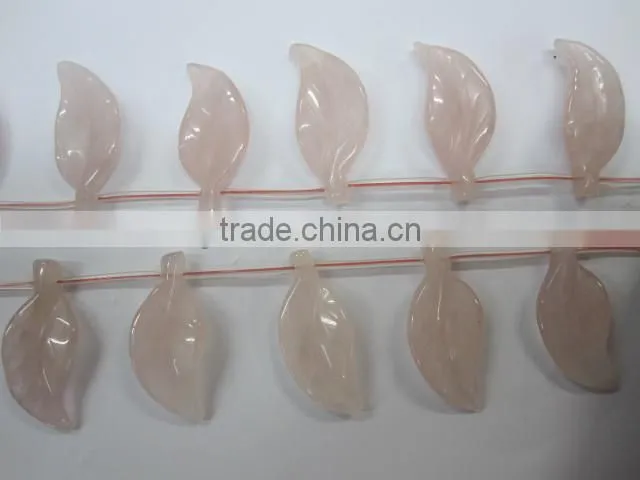 Gemstone rose quartz leave for jewerly making