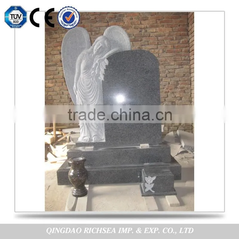 China Delicate Quality with Good Price European Style Black Granite Monuments Cheap Tombstone