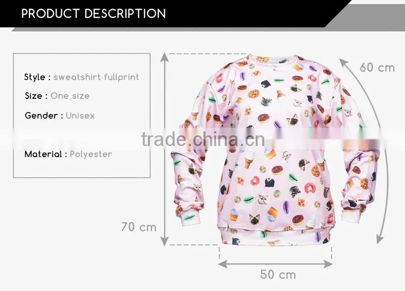 cropped sweatshirts high quality 3d digital print fullprint crewneck sweatshirt spring autumn unisex custom oversized pullover