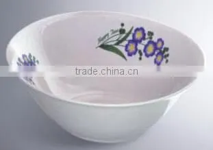 White porcelain salad bowls with folwer decal / all sizes