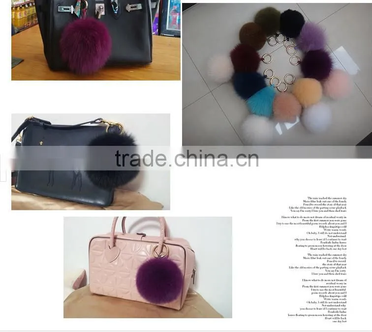 2016 New Fashion genuine fox fur ball for keychain bag toy Accessories