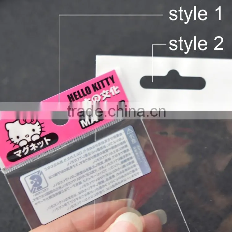 custom size transparent opp plastic self adhesive header bag with custom printing