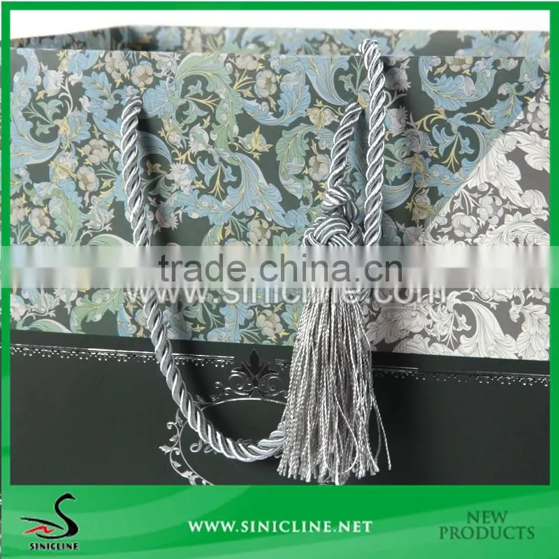 Sinicline High Quality Design Printed Paper Lady Shopping Bag With String