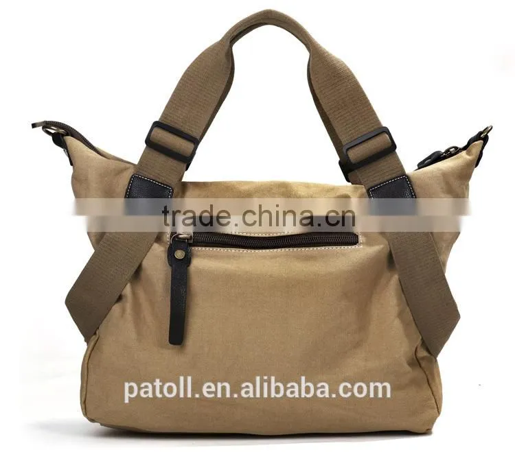 Summer color fashion style canvas tote bag leather handle