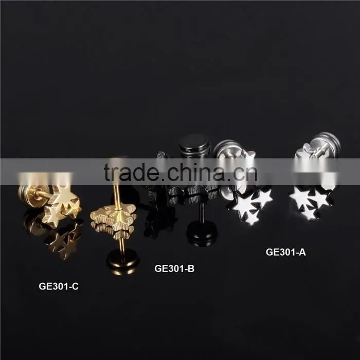 316L jewellery for men factory price triple star earring