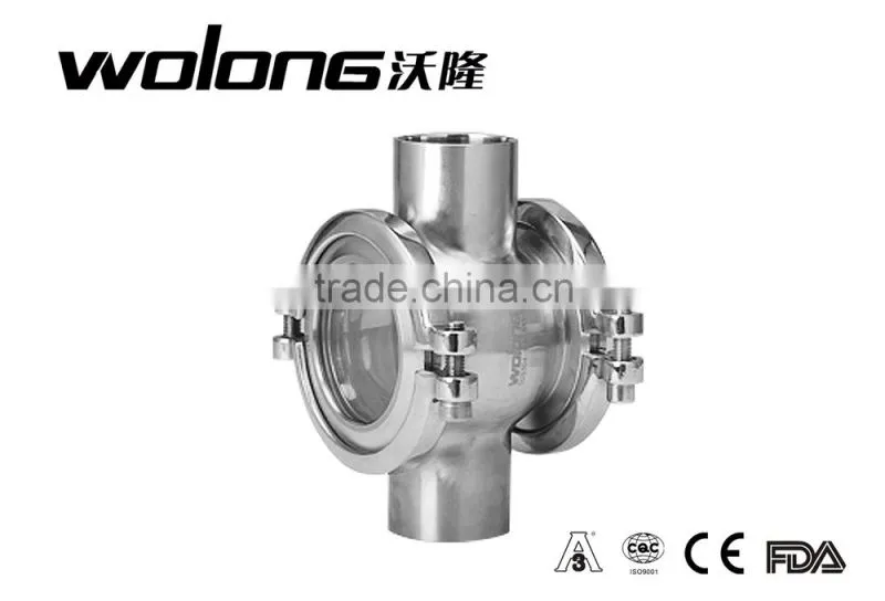High pressure beer tank and oil tube fitting sight glass