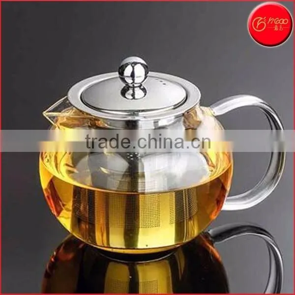 1200ml Hot Selling Borosilicate Glass Tea Pot With Stainless Steel Infuser Tea Pitcher Teapot