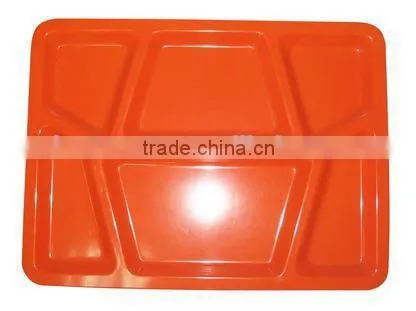 Professional orange divided melamine food serving tray plate
