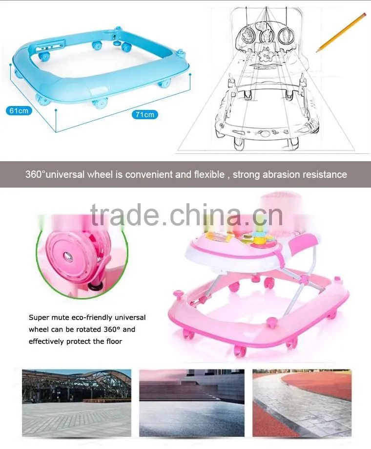 BW-01B push bar design new model baby walker, softextile baby walker with soft cushion