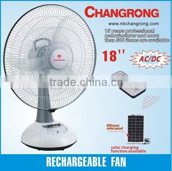 18'' solar rechargeable fan with LED light and remote control CR-8118