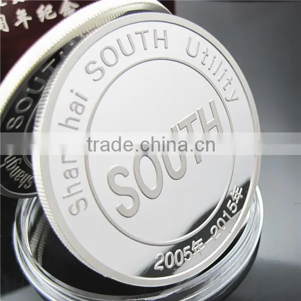 Newly Chinese Company Listing Using Commemorative AG 999 Silver Coin with Luxury MDF Wooden Box