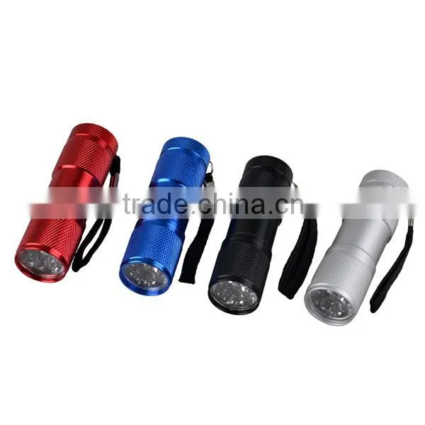 Free Laser Logo Aluminum Alloy Promotional 9 LED Fleshlight Torch