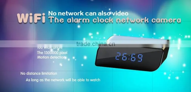 Night Vision 720P HD WIFI CLOCK Wifi Clock Mobile Phone Alarm Clock P2P Wifi Pinhole Hidden Alarm Clock Camera