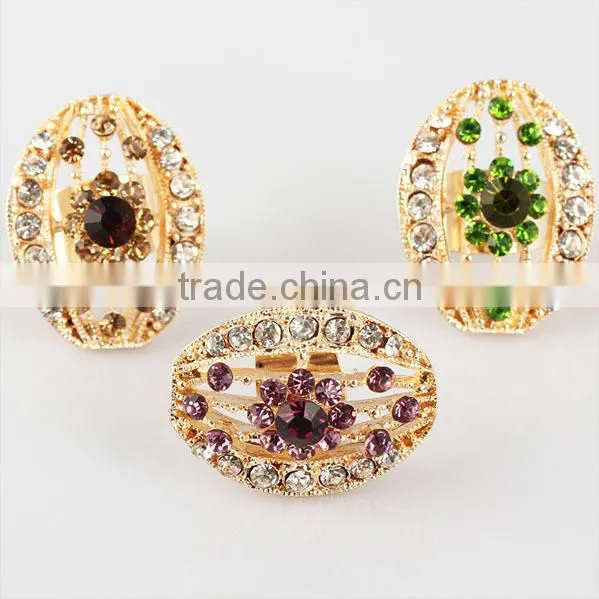 new custom cheap hot sale gold rhinestone oval ring