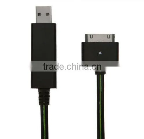 flowing light visible usb charger cable for mobile phone
