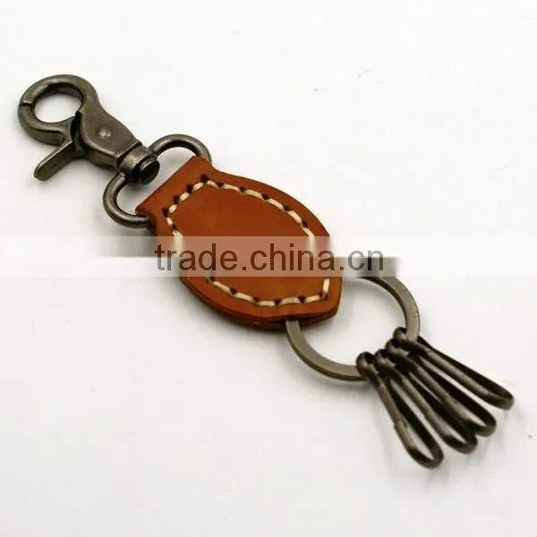 custom 3D logo authentic leather key chain with snap hook