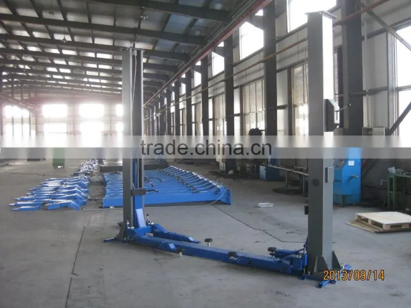 2-post car lift, base plate, single-point release, 3-stage arm