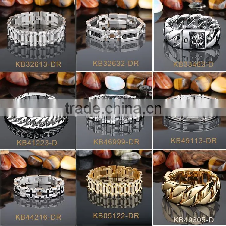 Fashion new design men's bracelet stainless steel top quality silver bike chain style finger chain ring bracelet