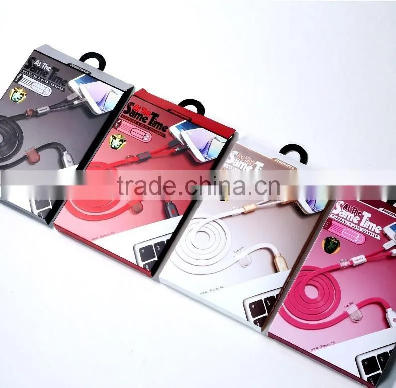 Original Remax Charging Data Cable 2 in 1 USB Cable For iphone and Xiaomi Samsung HTC Nokia