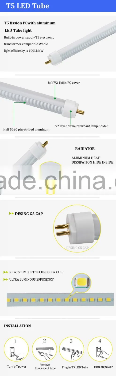 CE and ROHS led external t5 usa sex tube led t5