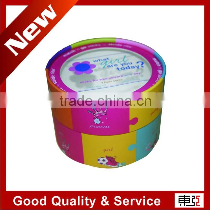 cute round paper packaging box with transparent window on top