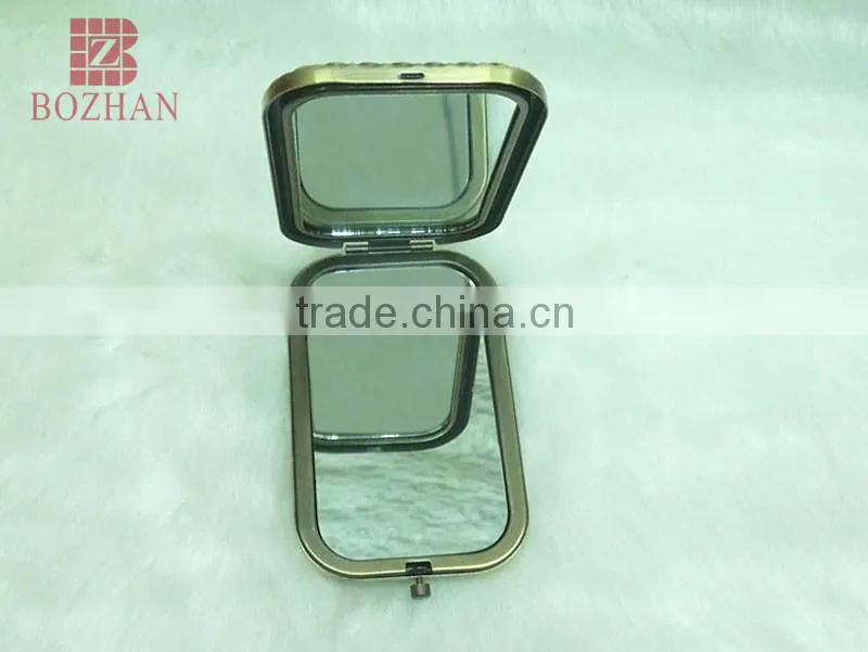 Metal souvenir kiss fish rhinestone mirror/antique kiss fish makeup mirror/promotional gift kiss fish compact mirror