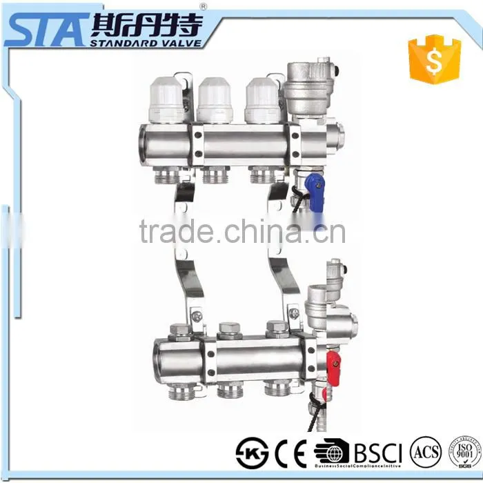 ART.5006 wholesale forged CW617n material central underfloor heating system brass manifold accessories flow meter manifold