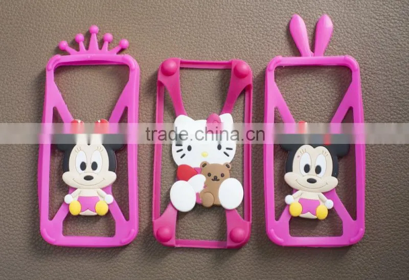 2015 new design cute 3D rubber cartoon silica phone case cover