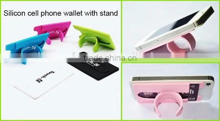 3M Sticky silicone Card Wallet with cell phone stand pocket Silicone smart wallet with stand