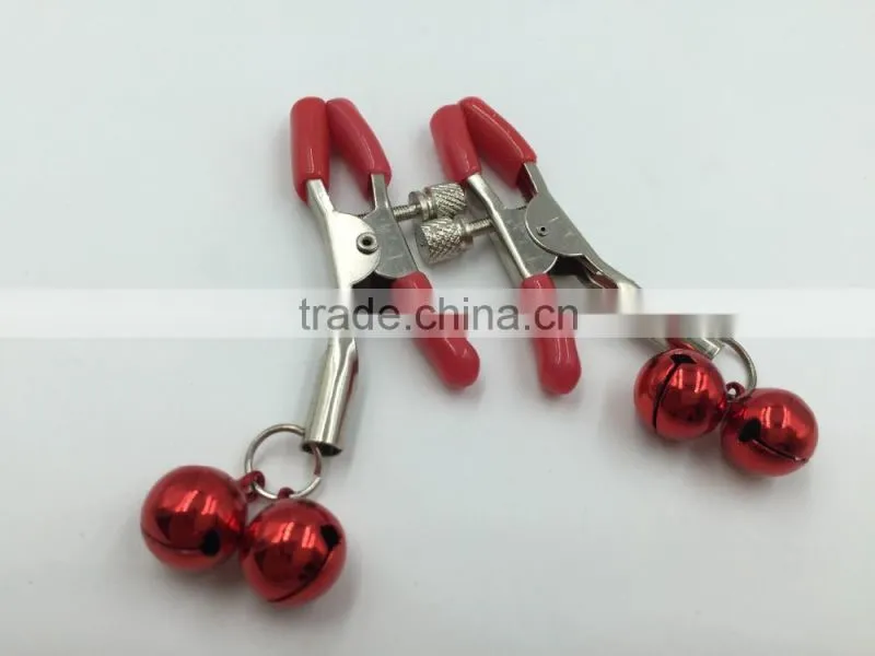 CTRJ-009 Flirting Silver Chain Clamps Shaking Multicoloured Bell Stimulate Papilla Clip Non-piercing Nipple Clip