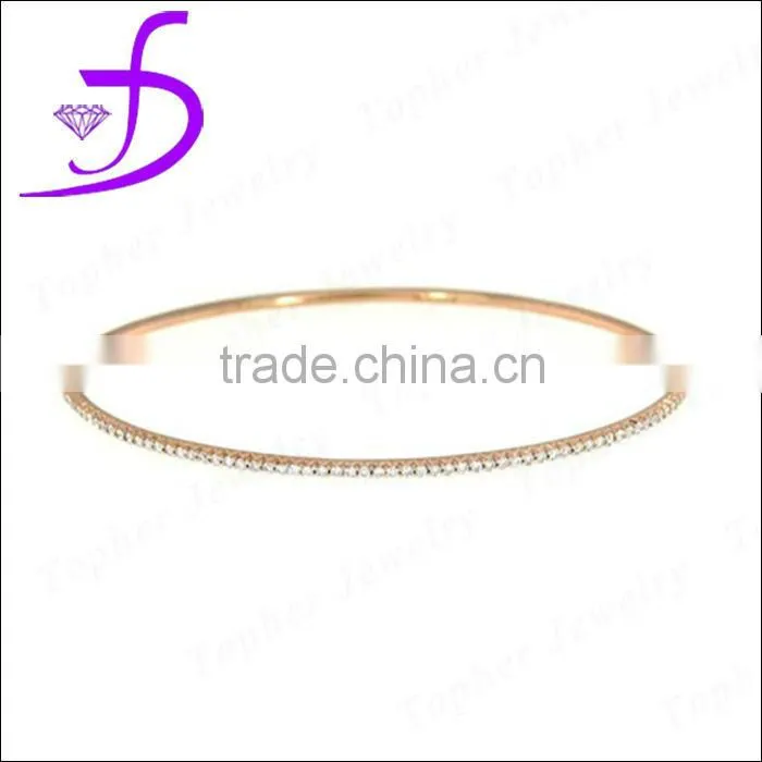 925 sterling silver bangle pave setting zircon wholesale jewelry rhodium / silver plated