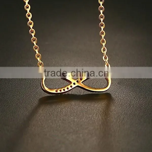 Fashion 18K Plated Zircon Infinity Stainless Steel Necklace