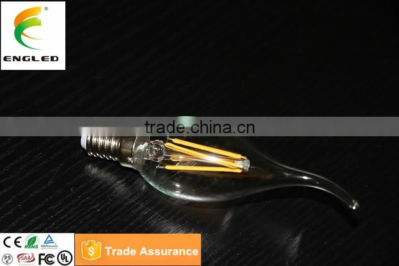 E12/E14 B35 4W 400lm LED Filament flickering flame candle bulb CE/RoSH/TUV/FCC/UL 718
