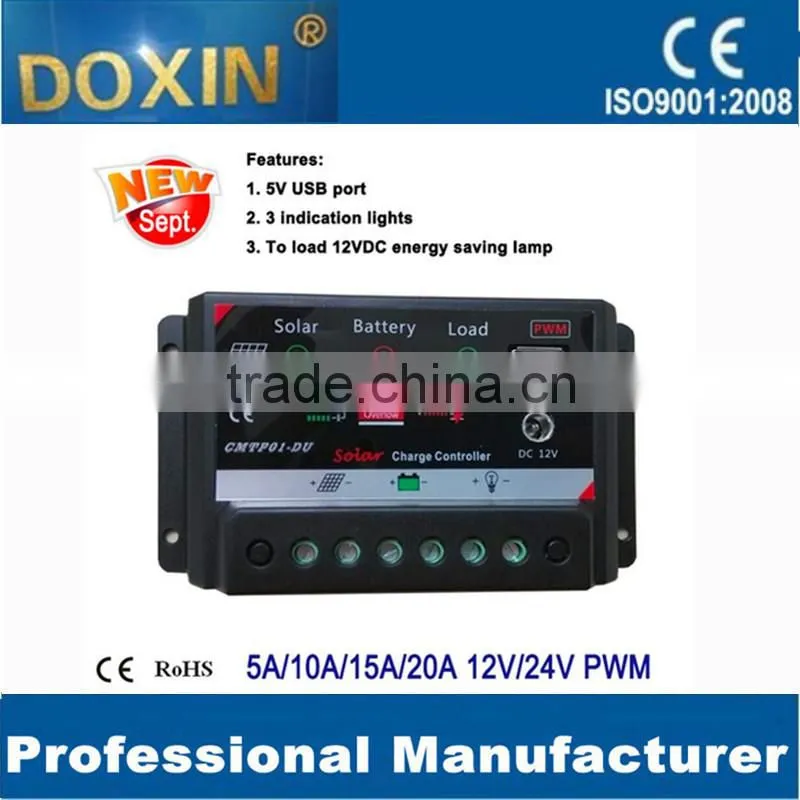 New Solar charge controller with LED USB&DC 15A with good price and protection function