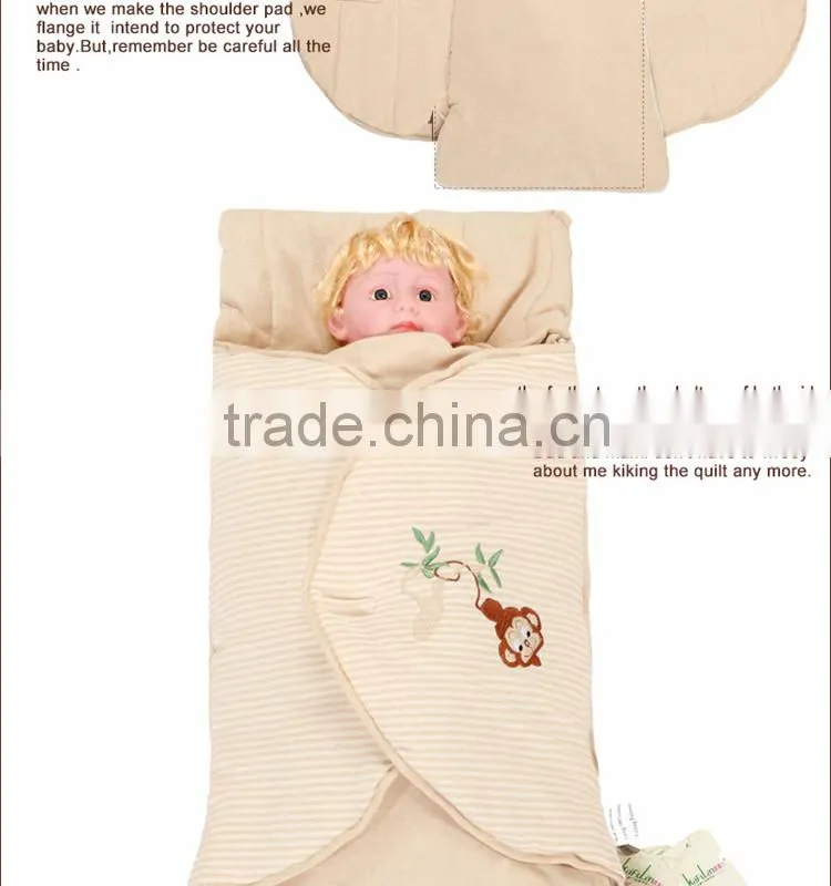 Embrodiery Newborn infant baby cuddle blanket quilted baby sleeping bag