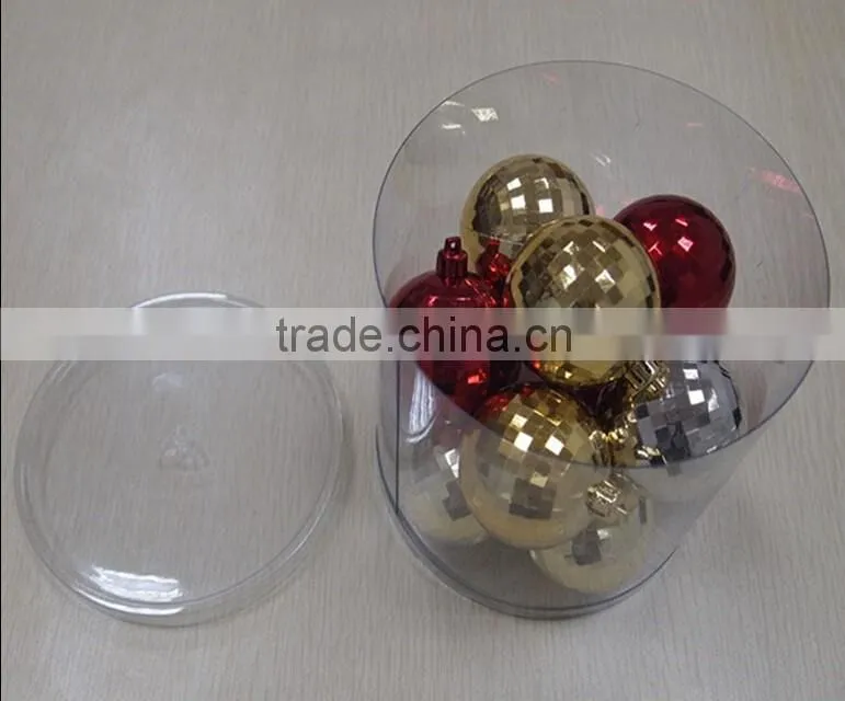 Custom clear PVC cylinder boxes for Christmas balls,transparent PVC tubes