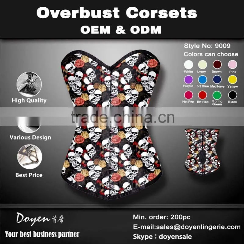 China wholesale Factory price women steampunk corset skull print waist training