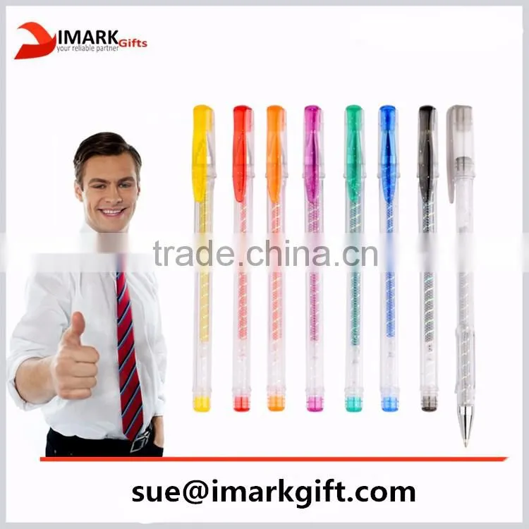 cheap plastic gel ink pen glitter gen ink pen for promotion