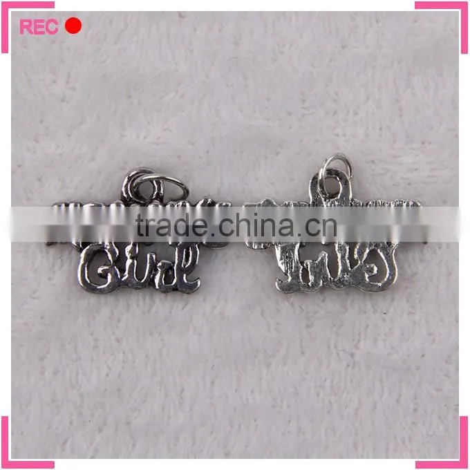 Engraved name alloy pendants, antique imitate silver heart shape pendant