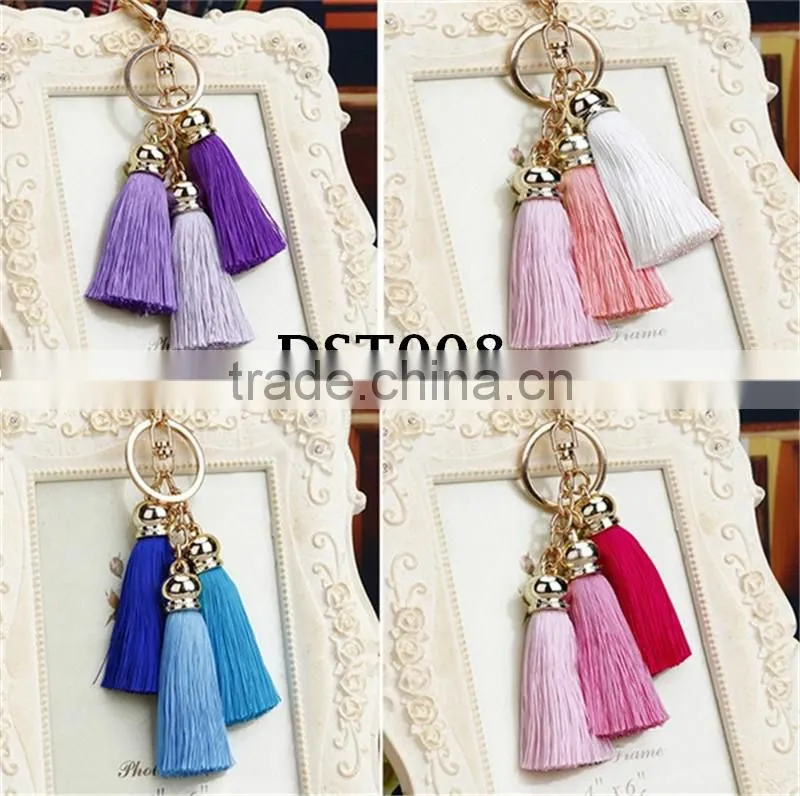 2017 new trinket Keychain pompons rabbit fur fluffy Pom Pom key chains for cars keyrings
