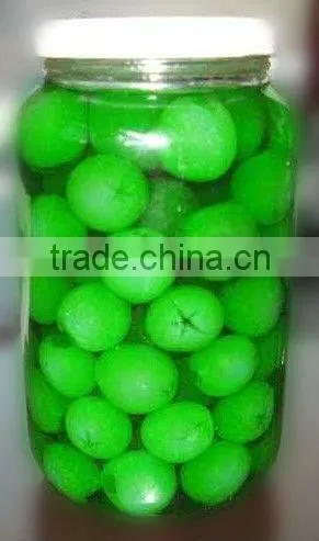Sweet Canned Green Cherries without Stem