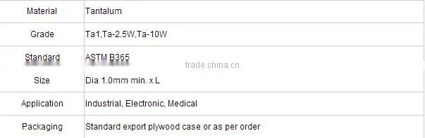 Ta-2.5W Tantalum alloys bar prices per kg